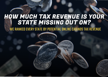 Featured image with coins in the background and a text: “How much tax revenue is your state missing out on?”
